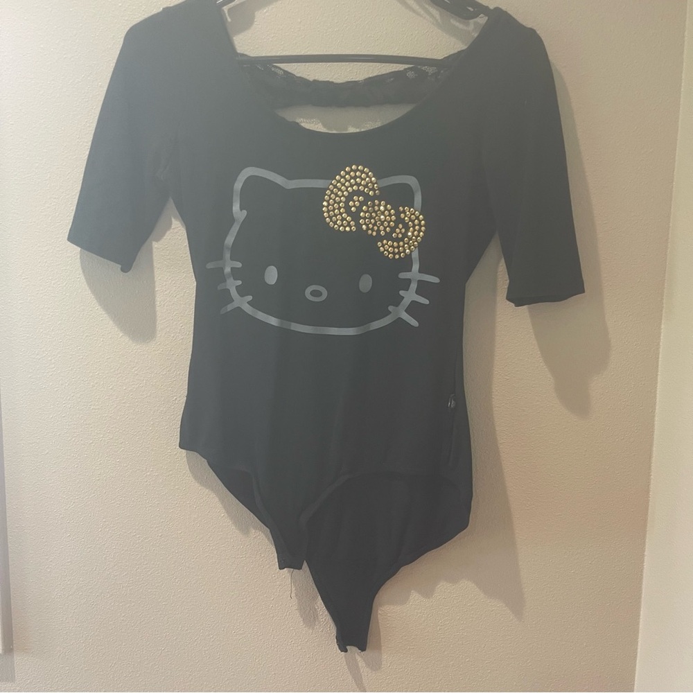 Hello Kitty Black Bodysuit with Gold Accents